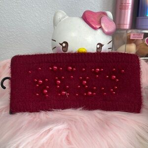 Elegant Red Pearl-Embellished Headband